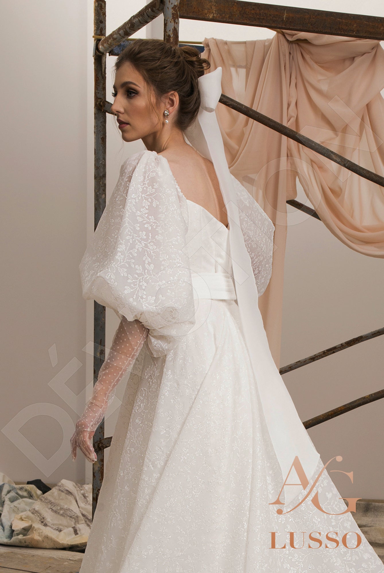 Charly Open back A-line Half sleeve Wedding Dress 3