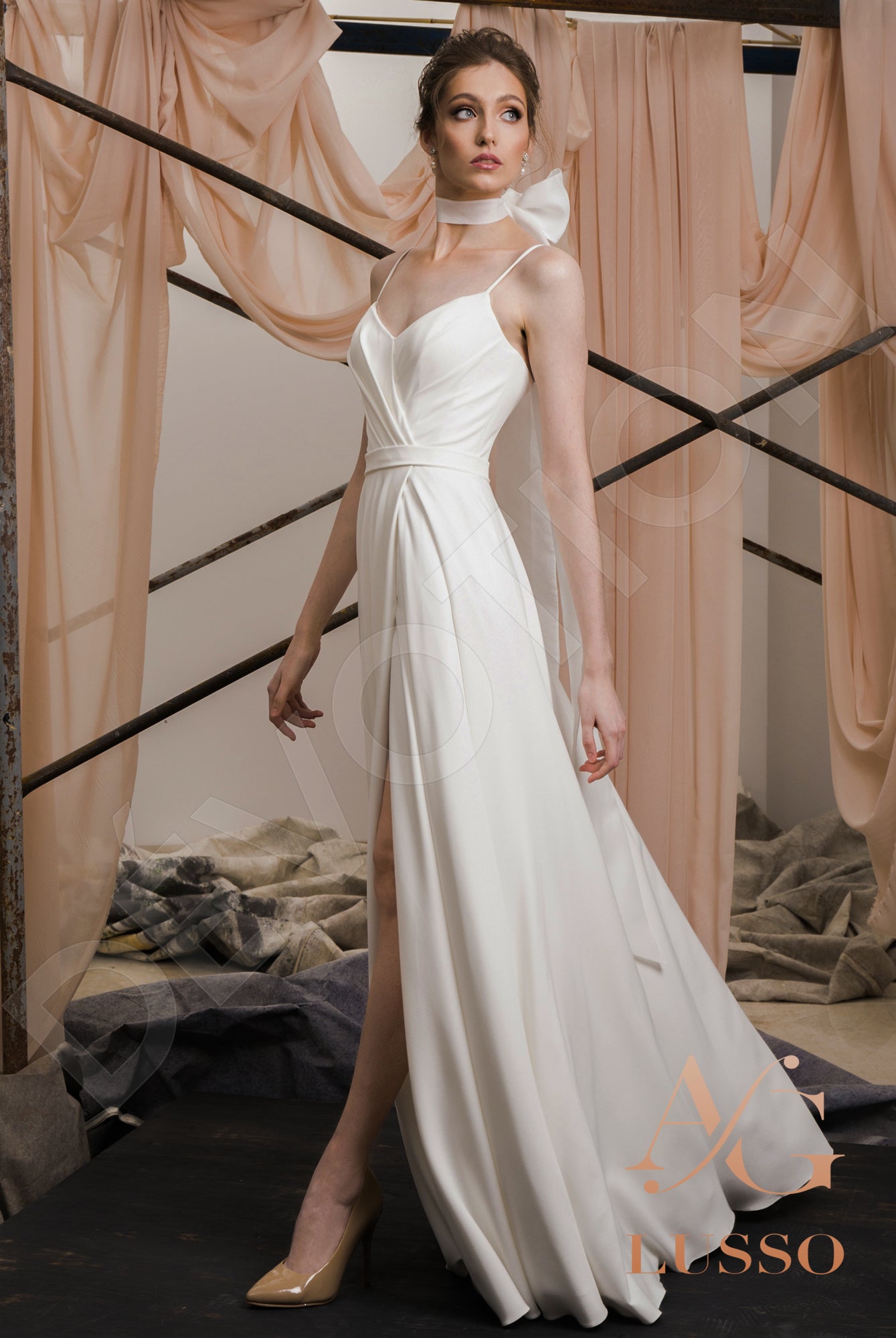 Esthera Open back A-line Straps Wedding Dress Front