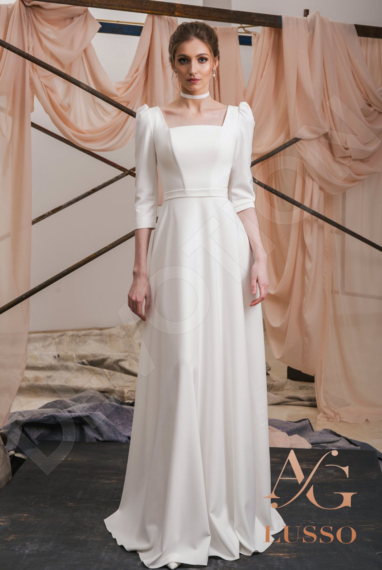 Parisa A-line Square LightMilk Wedding dress