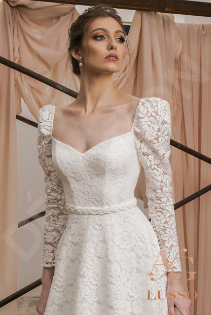 Stephany Open back A-line Long sleeve Wedding Dress 2
