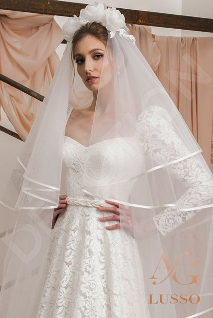 Stephany Open back A-line Long sleeve Wedding Dress 5