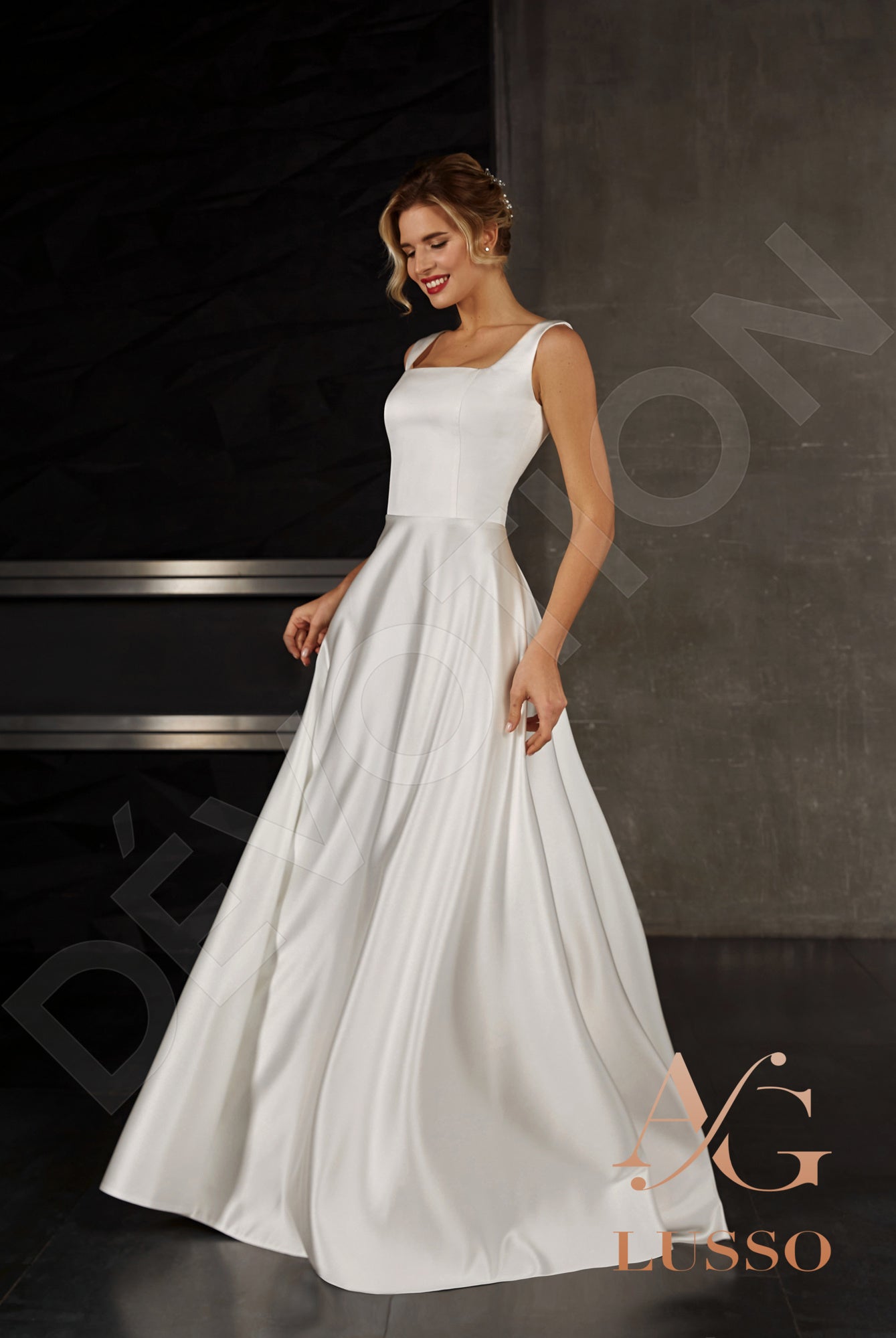 Dominique A-line Square Ivory Wedding dress