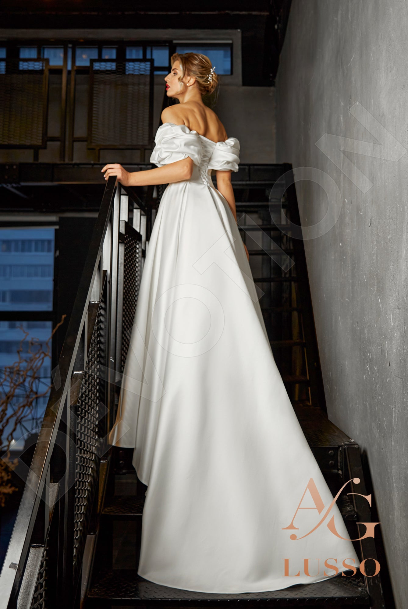 Audrey Open back A-line Short/ Cap sleeve Wedding Dress Back
