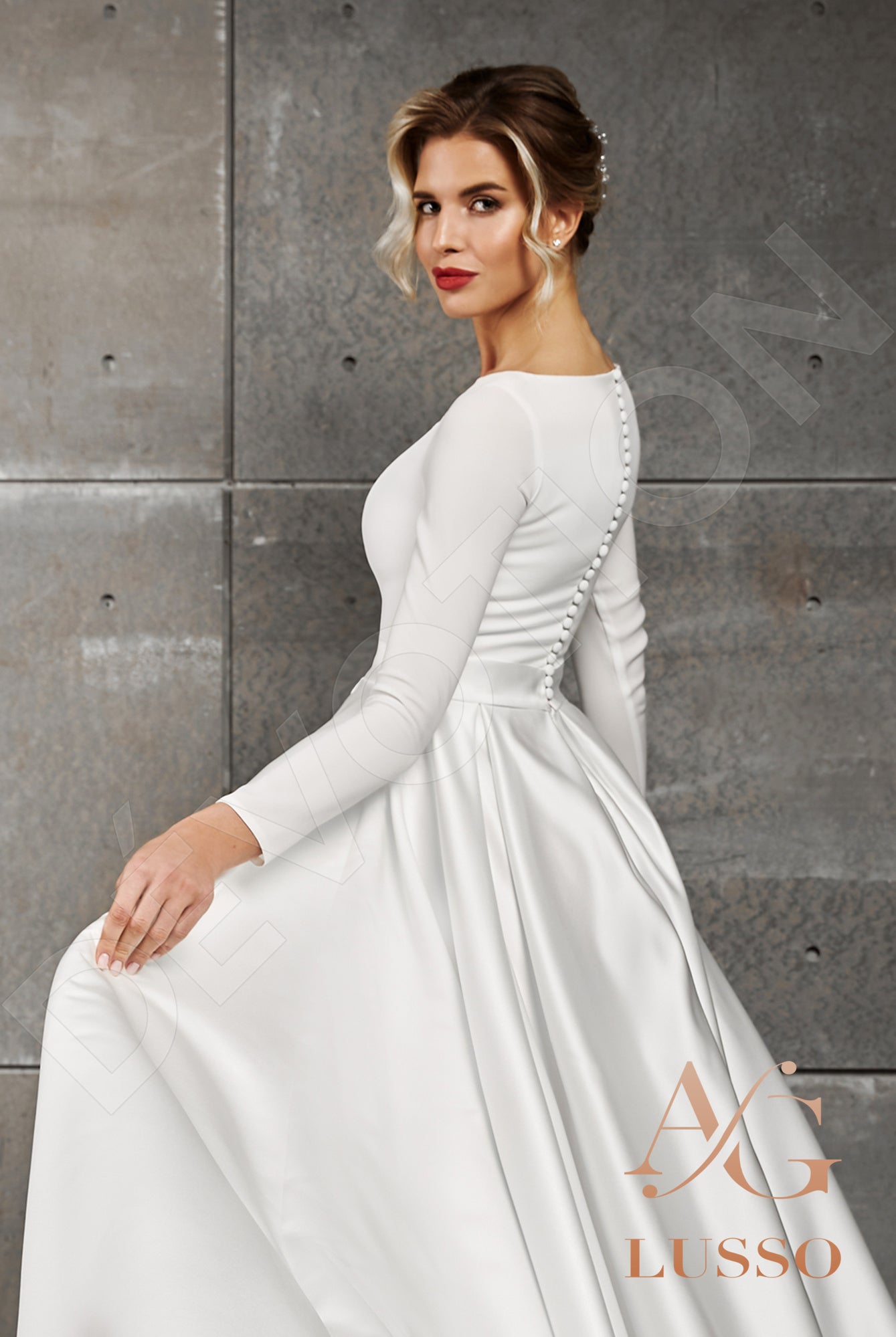 Brie Full back A-line Long sleeve Wedding Dress 5