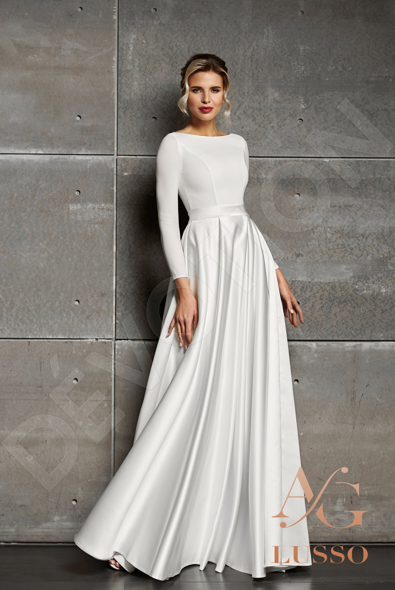 Brie A-line Boat/Bateau Ivory Wedding dress