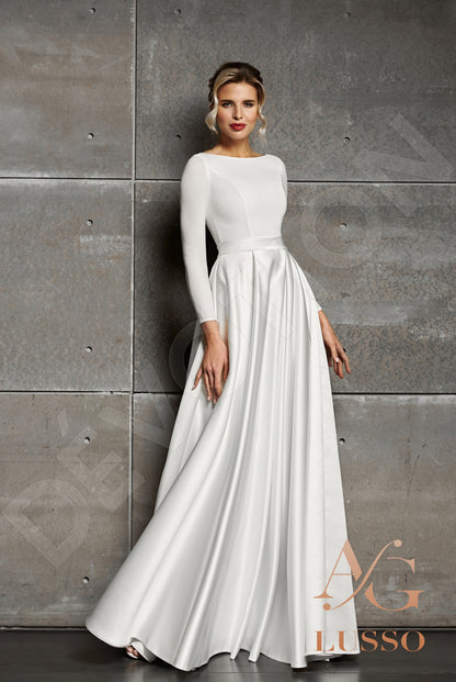 Brie Full back A-line Long sleeve Wedding Dress 4