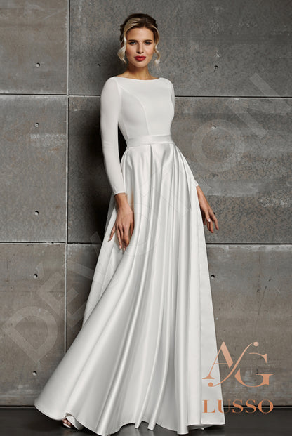 Brie Full back A-line Long sleeve Wedding Dress Back