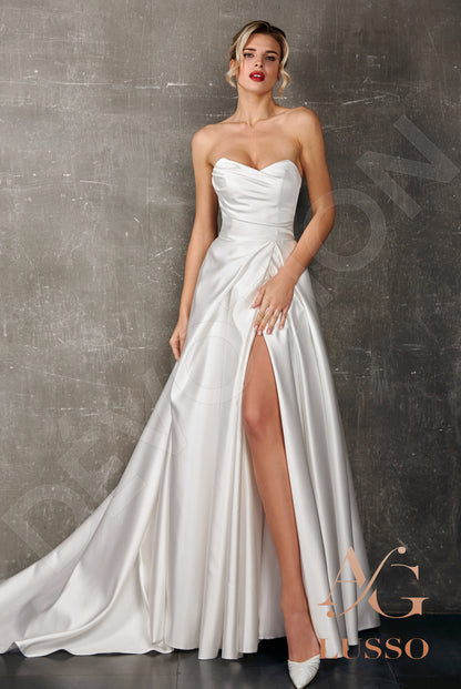 Annet Open back A-line Detachable sleeves Wedding Dress Front