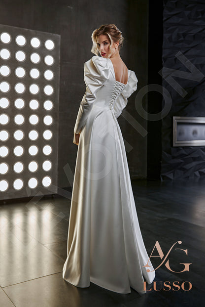 Gisele Open back A-line Long sleeve Wedding Dress Back