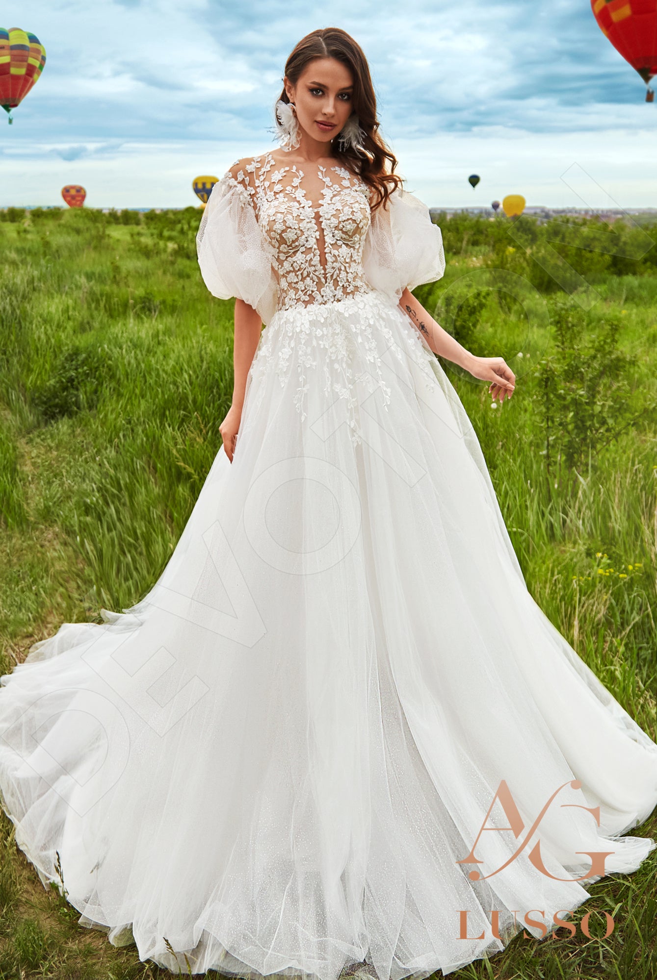 Alikan A-line Illusion Milk Wedding dress