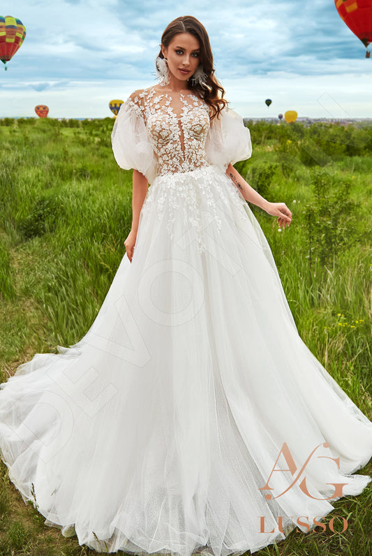 Alikan A-line Illusion Milk Wedding dress