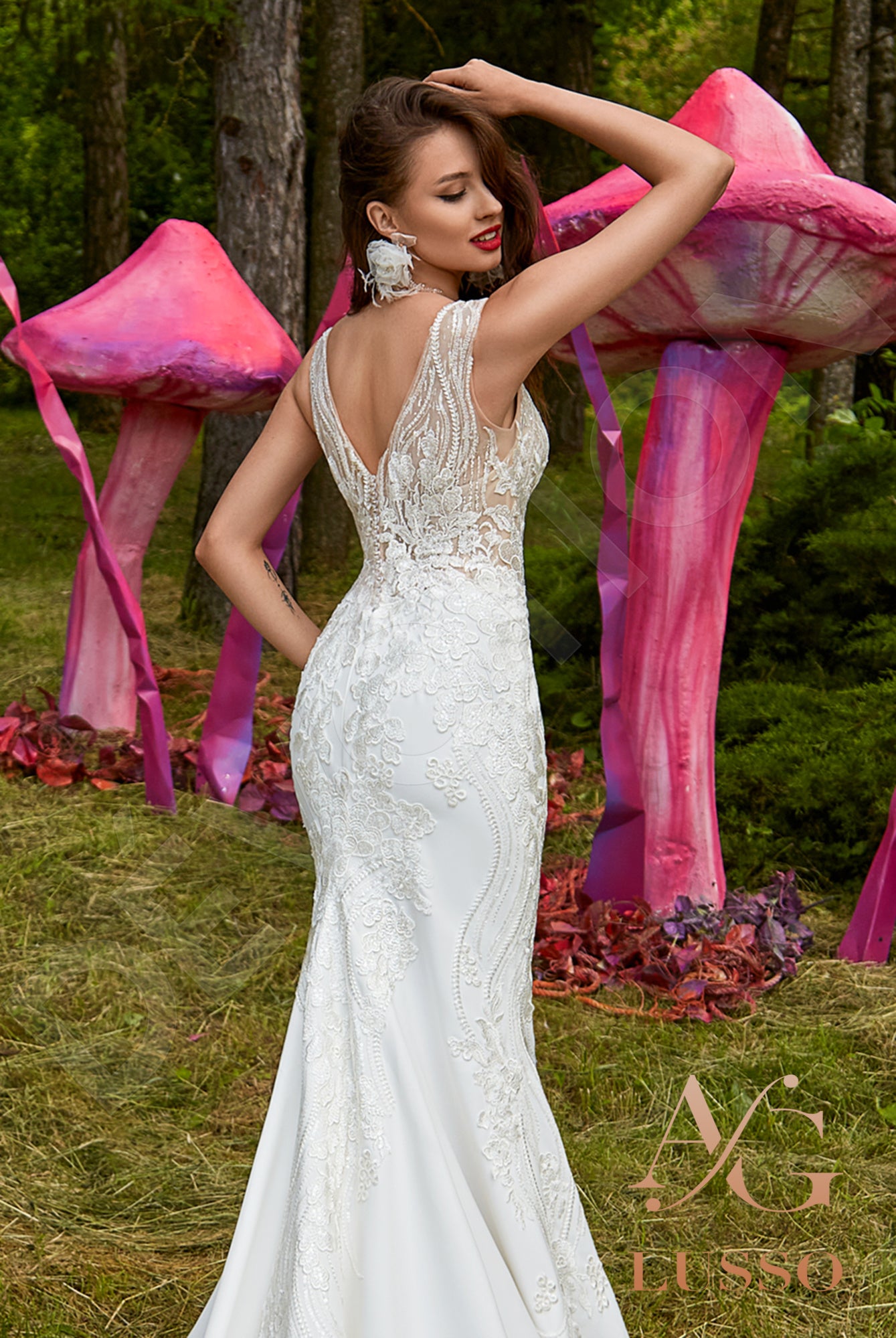 Asella Open back Trumpet/Mermaid Sleeveless Wedding Dress 4