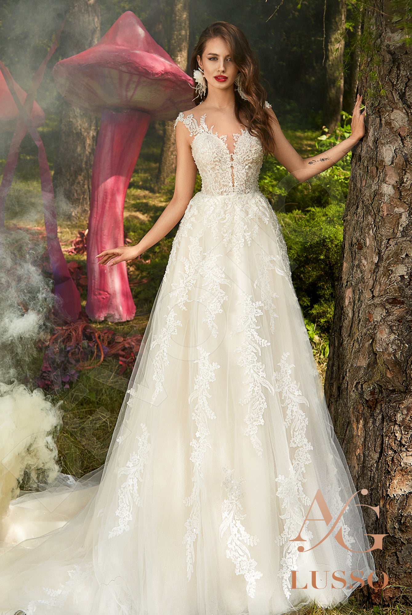 Aliara A-line Illusion Milk Nude Wedding dress