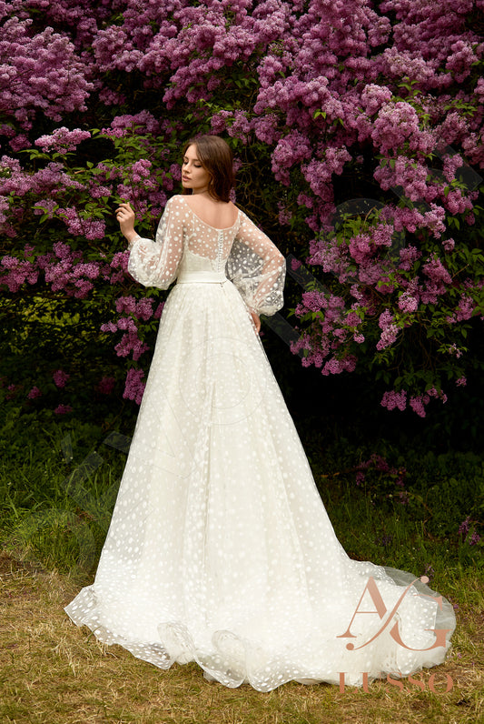 Elge A-line Off-shoulder/Drop shoulders Milk Wedding dress
