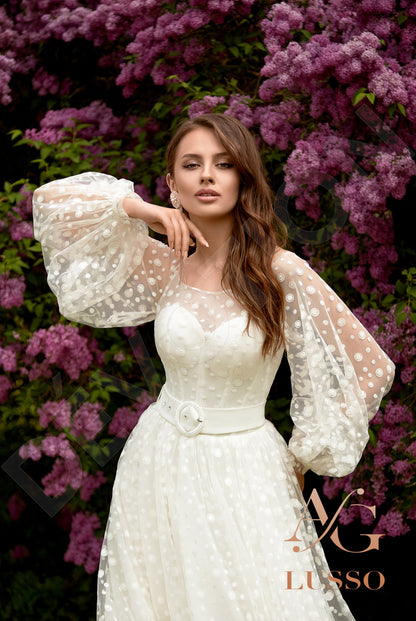 Elge Full back A-line Long sleeve Wedding Dress 2