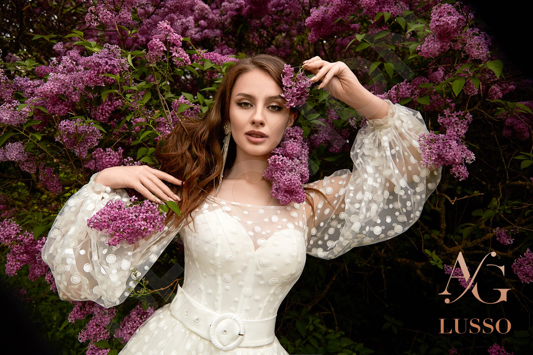 Elge A-line Off-shoulder/Drop shoulders Milk Wedding dress