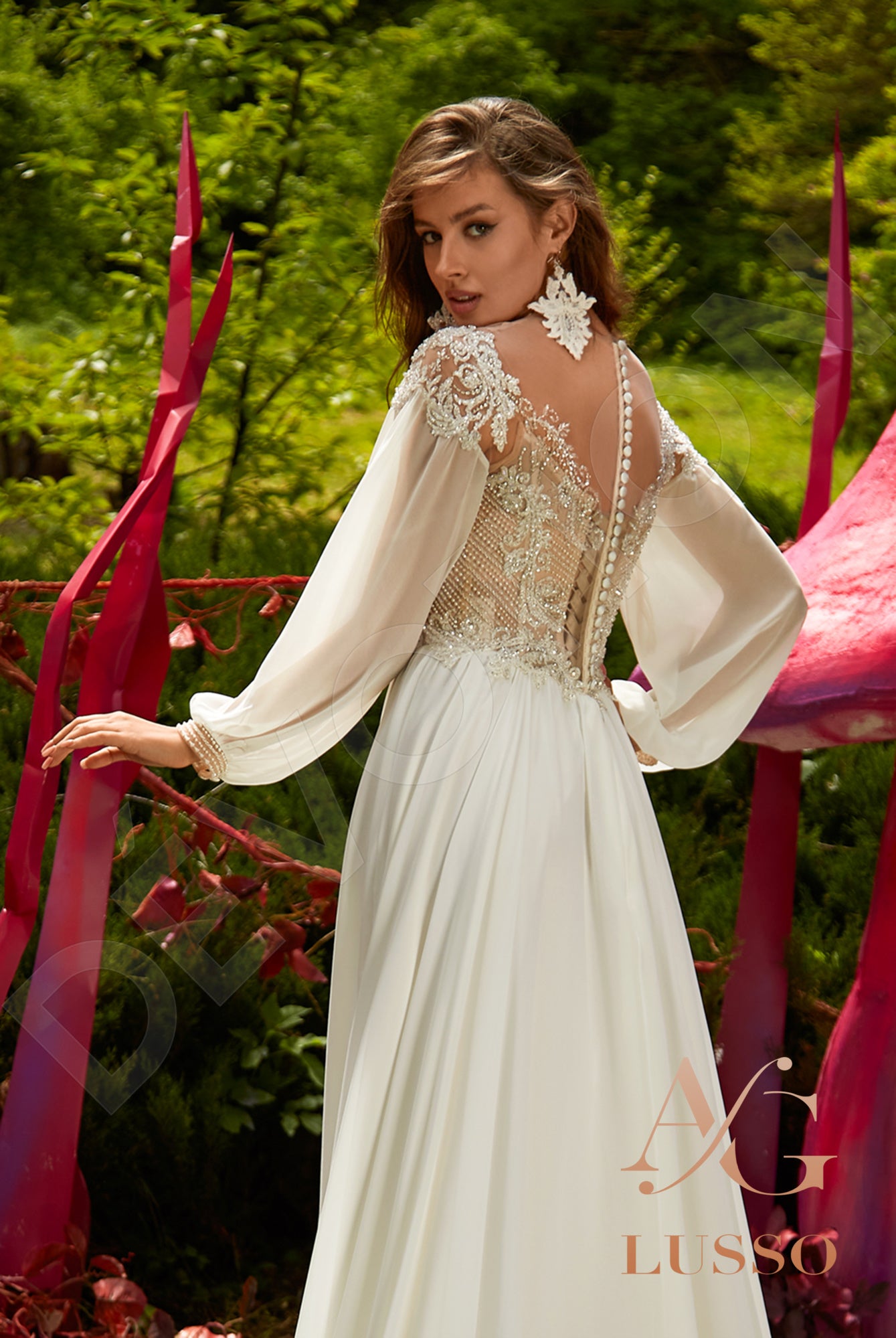 Emilie A-line Illusion Milk Nude Wedding dress