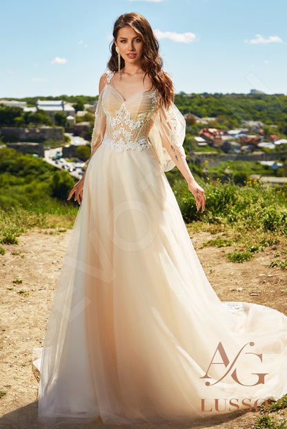 Faize Open back A-line Straps Wedding Dress Front