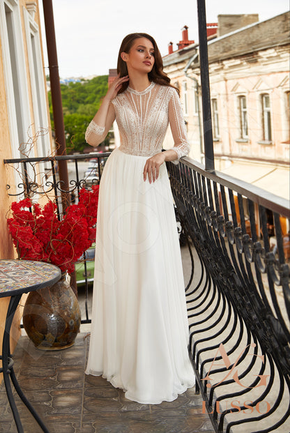 Gellena Full back A-line 3/4 sleeve Wedding Dress 5