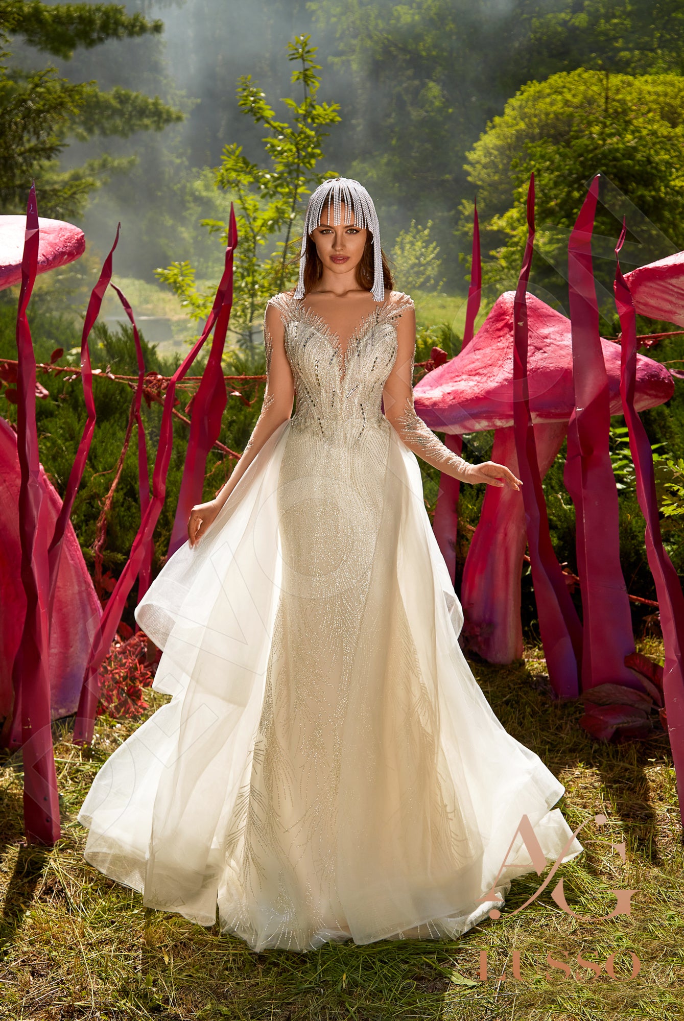 Inada Trumpet/Mermaid Illusion Milk Silver Wedding dress