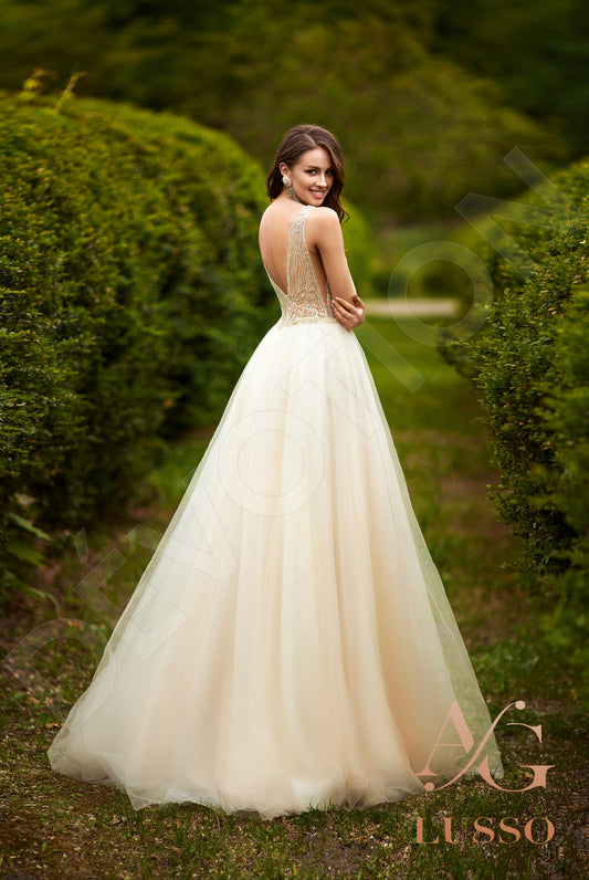 Pavlina A-line Illusion Ivory Nude Wedding dress