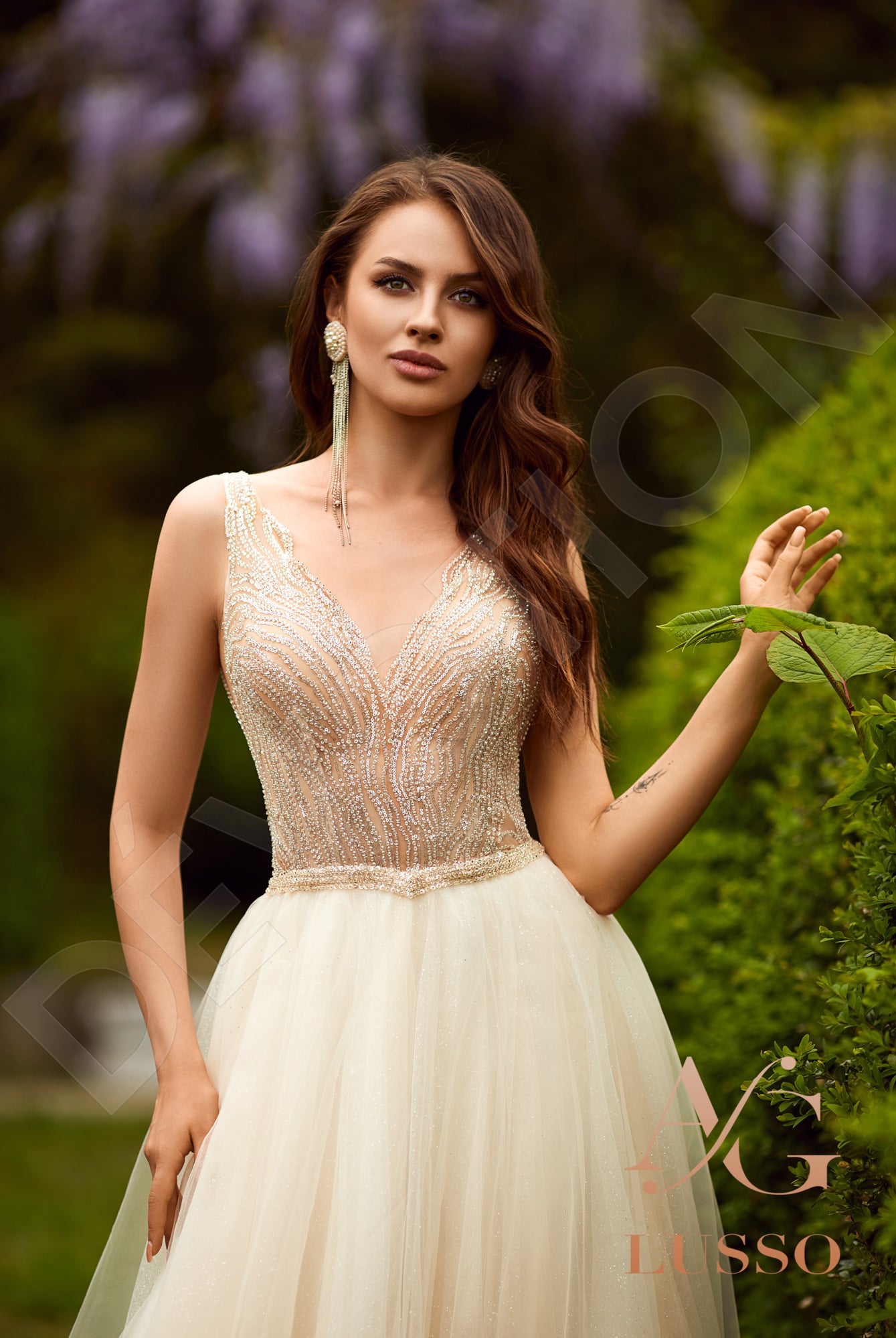 Pavlina A-line Illusion Ivory Nude Wedding dress
