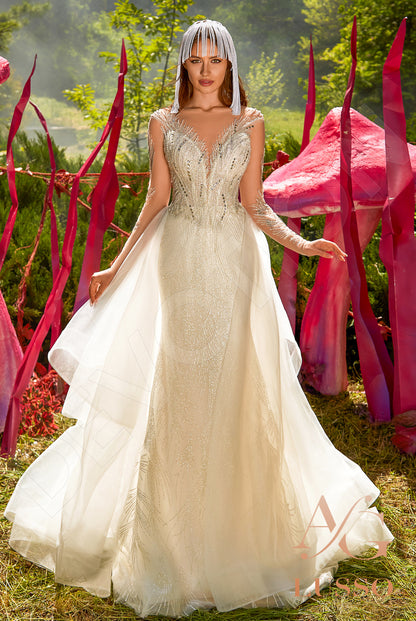 Inada Illusion back Trumpet/Mermaid Long sleeve Wedding Dress Front