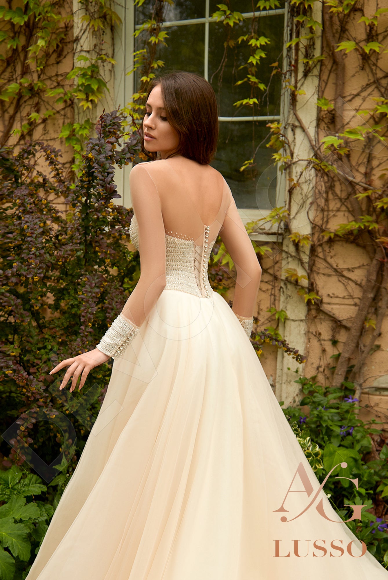 Remina A-line Illusion Milk Nude Wedding dress