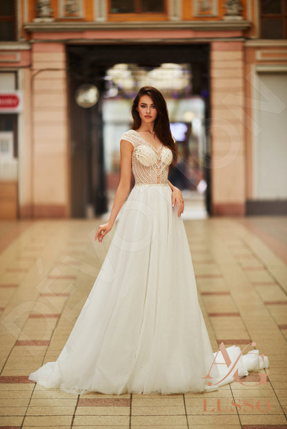 Aile Open back A-line Short/ Cap sleeve Wedding Dress 6