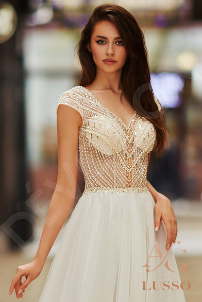 Aile Open back A-line Short/ Cap sleeve Wedding Dress 5