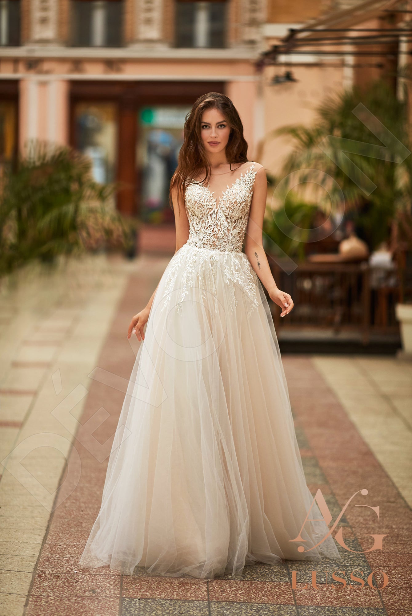 Ashana A-line Illusion Milk Nude Wedding dress
