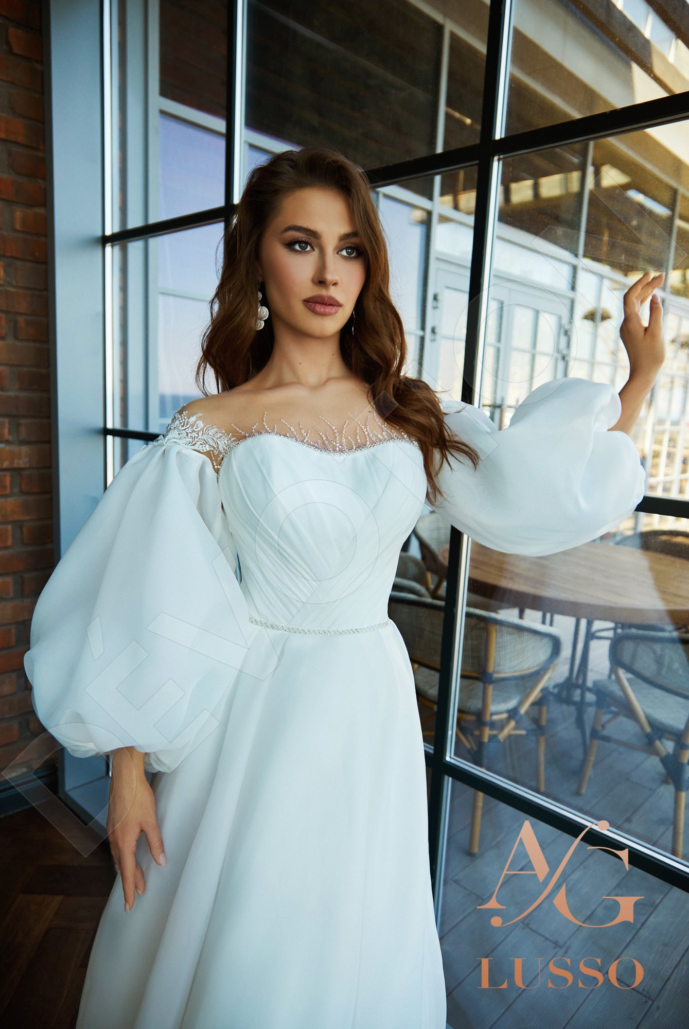 Finna A-line Illusion White Wedding dress