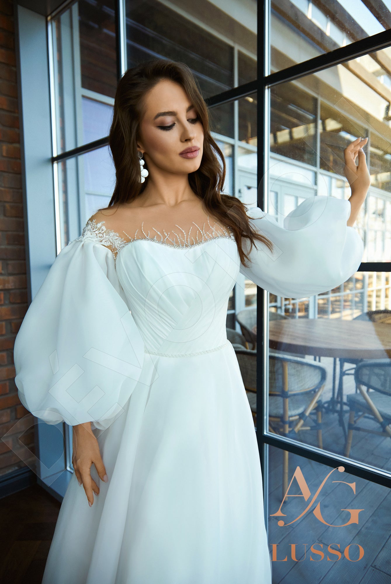 Finna A-line Illusion White Wedding dress