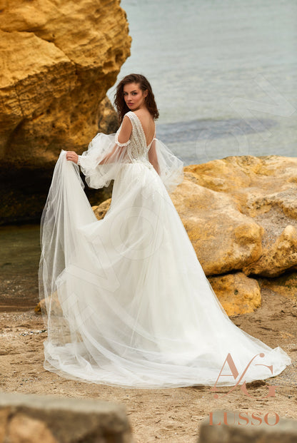 Giotta Open back A-line Long sleeve Wedding Dress Back