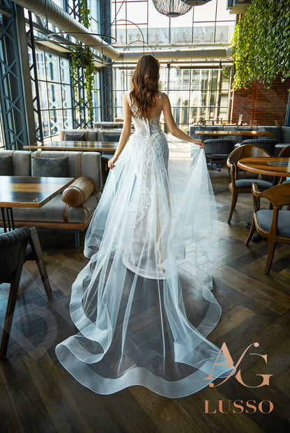 Marine Open back A-line Sleeveless Wedding Dress Back