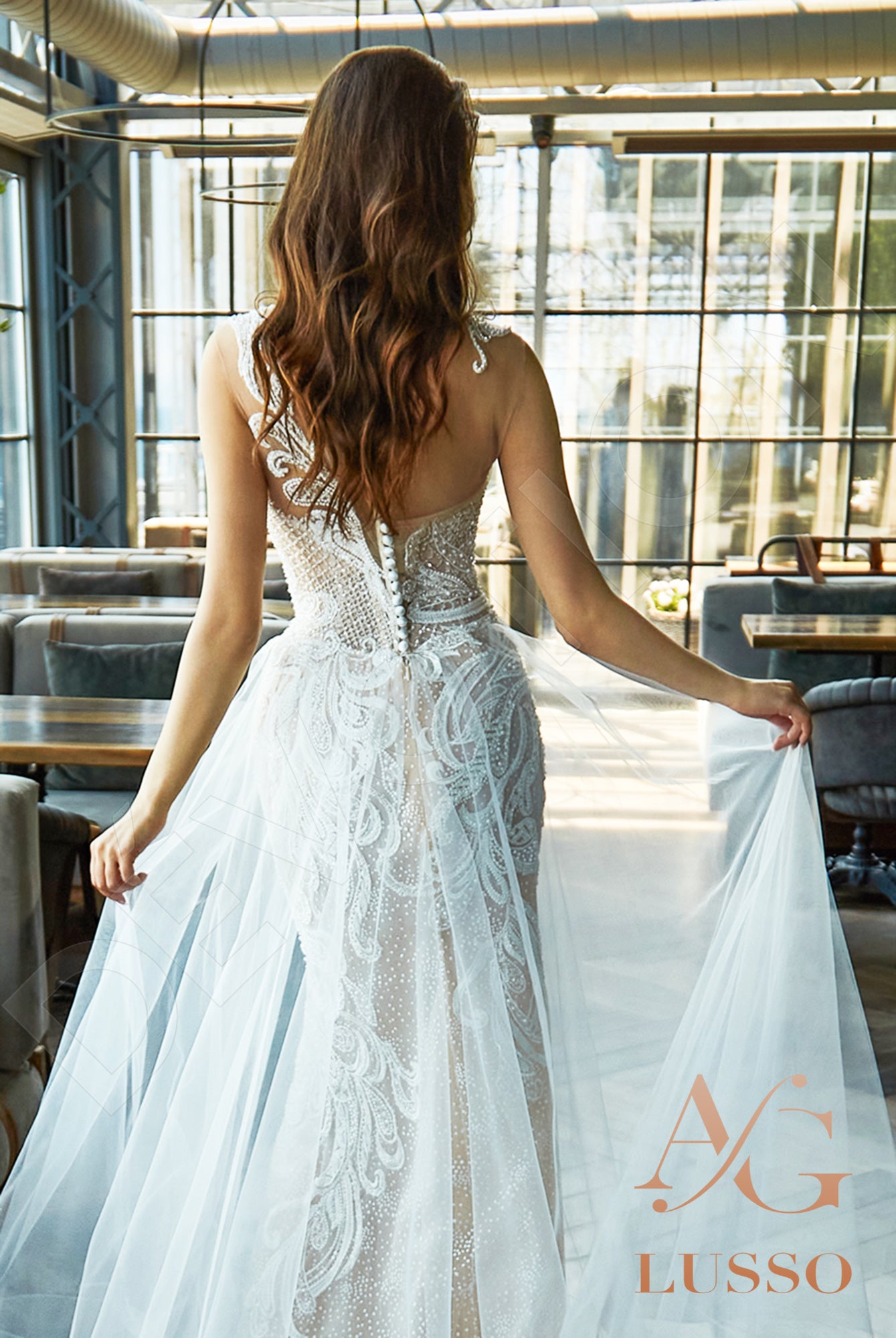 Mariel A-line Illusion Milk Nude Wedding dress