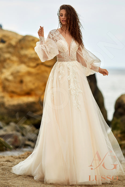 Marvana A-line Illusion Milk Nude Wedding dress