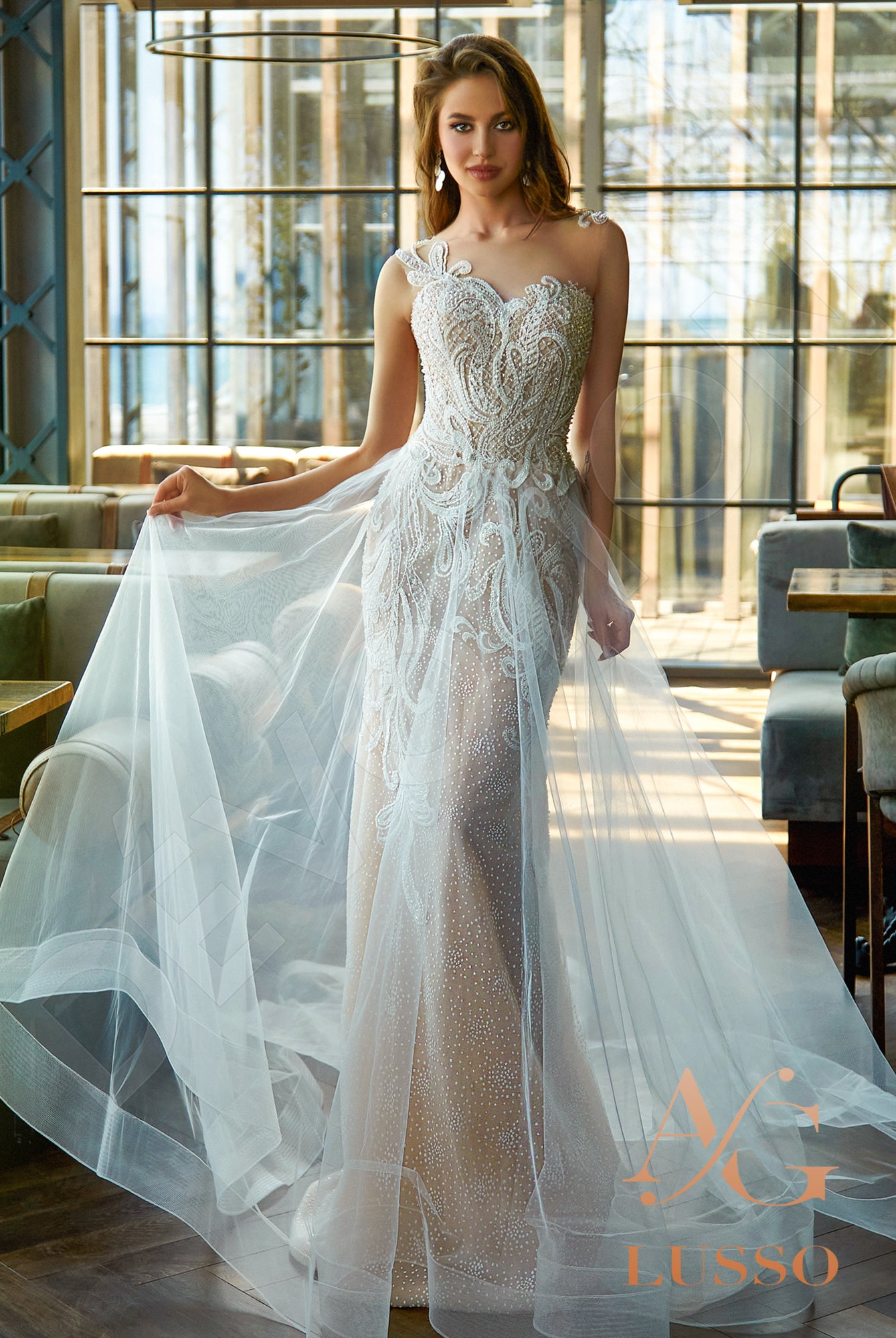 Mariel A-line Illusion Milk Nude Wedding dress