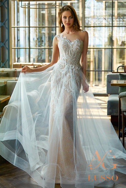 Marine Open back A-line Sleeveless Wedding Dress Front