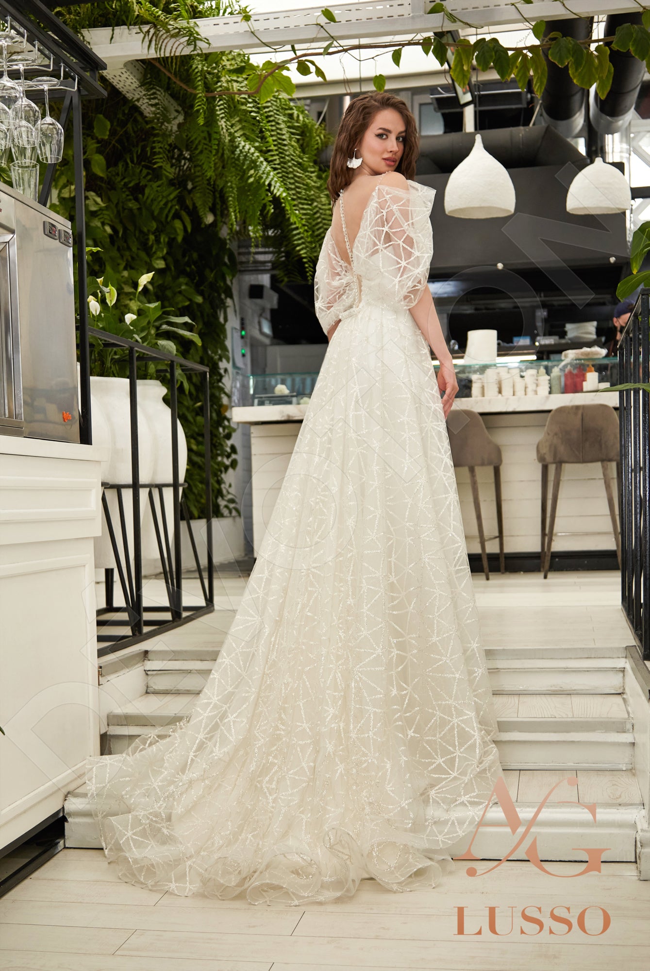 Nadira Illusion back Trumpet/Mermaid Straps Wedding Dress Back