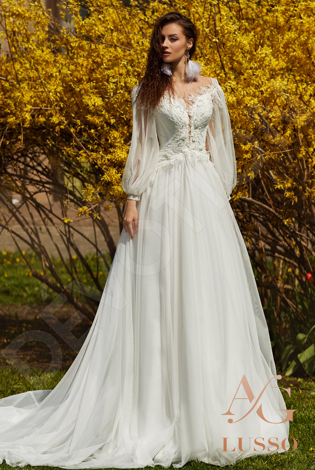 Reshmina A-line Illusion Milk Wedding dress