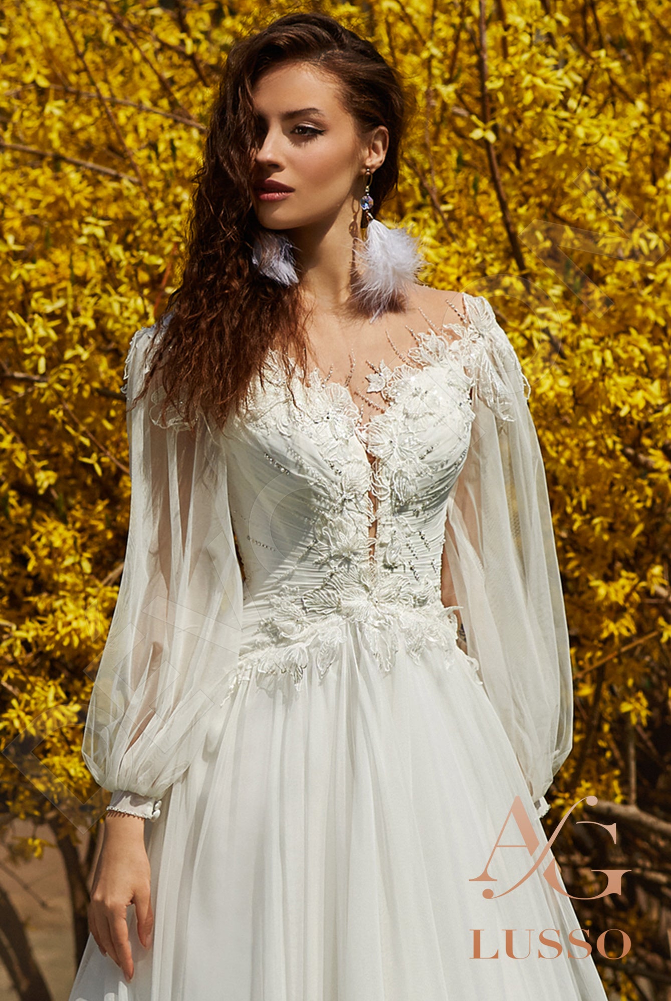 Reshmina A-line Illusion Milk Wedding dress