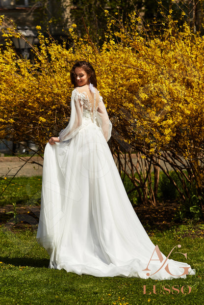 Reshmina Full back A-line Long sleeve Wedding Dress Back