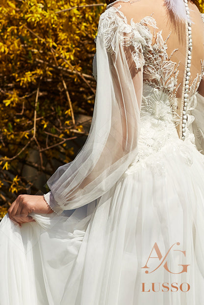 Reshmina Full back A-line Long sleeve Wedding Dress 8