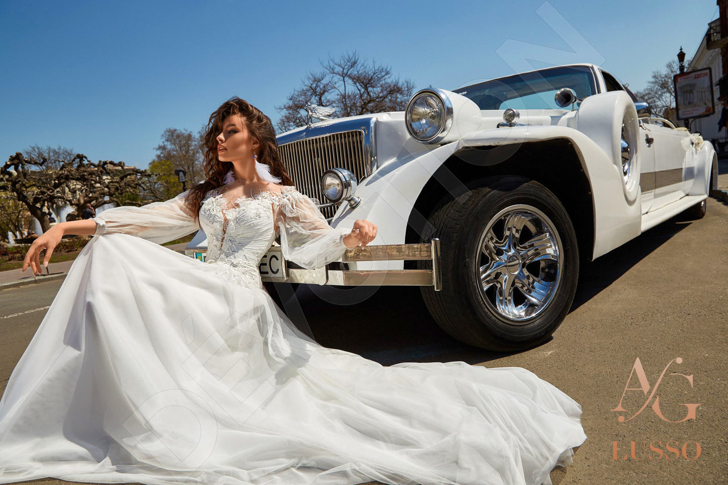 Reshmina Full back A-line Long sleeve Wedding Dress 9