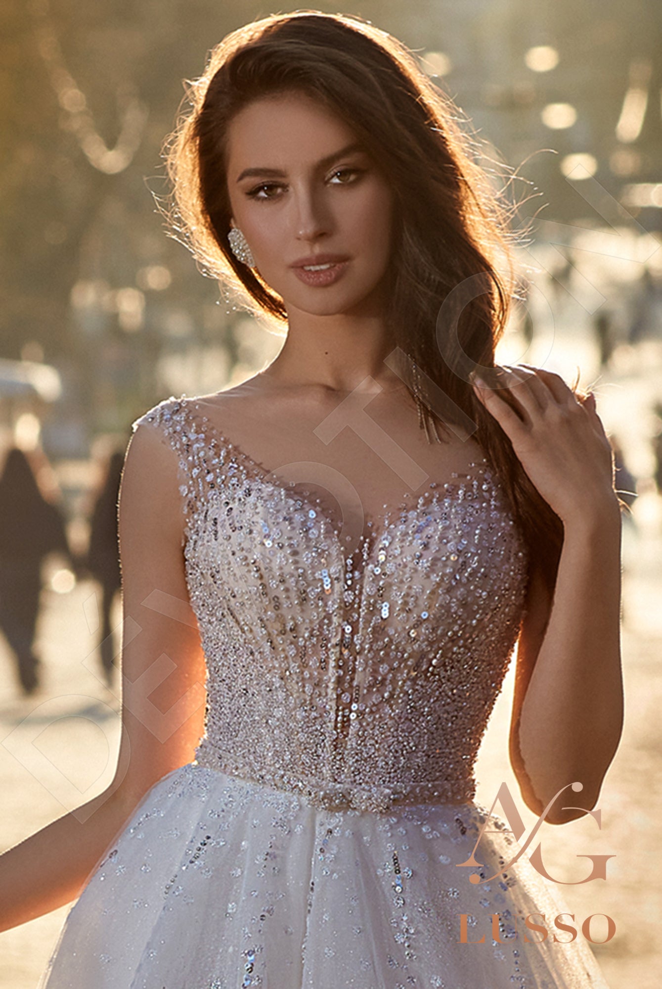 Shirlena A-line Illusion Lightpink Wedding dress