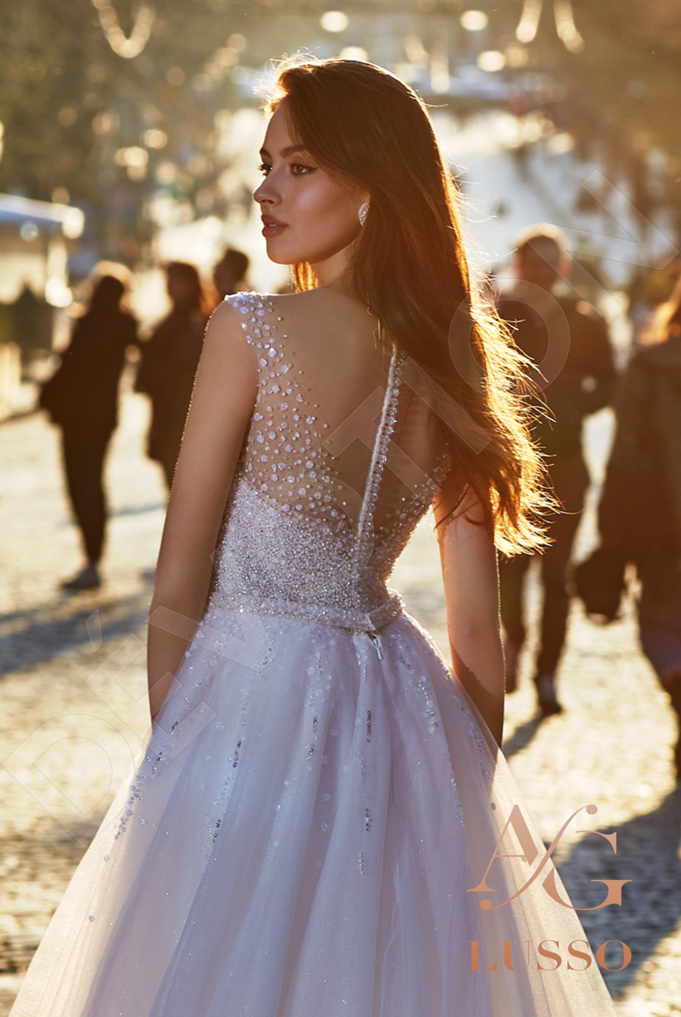 Shirlena Illusion back A-line Sleeveless Wedding Dress 4