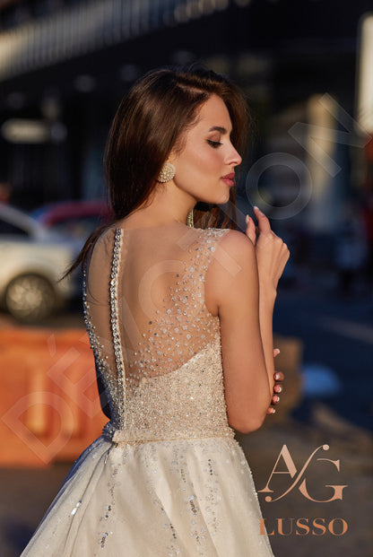 Shirlena Illusion back A-line Sleeveless Wedding Dress 3