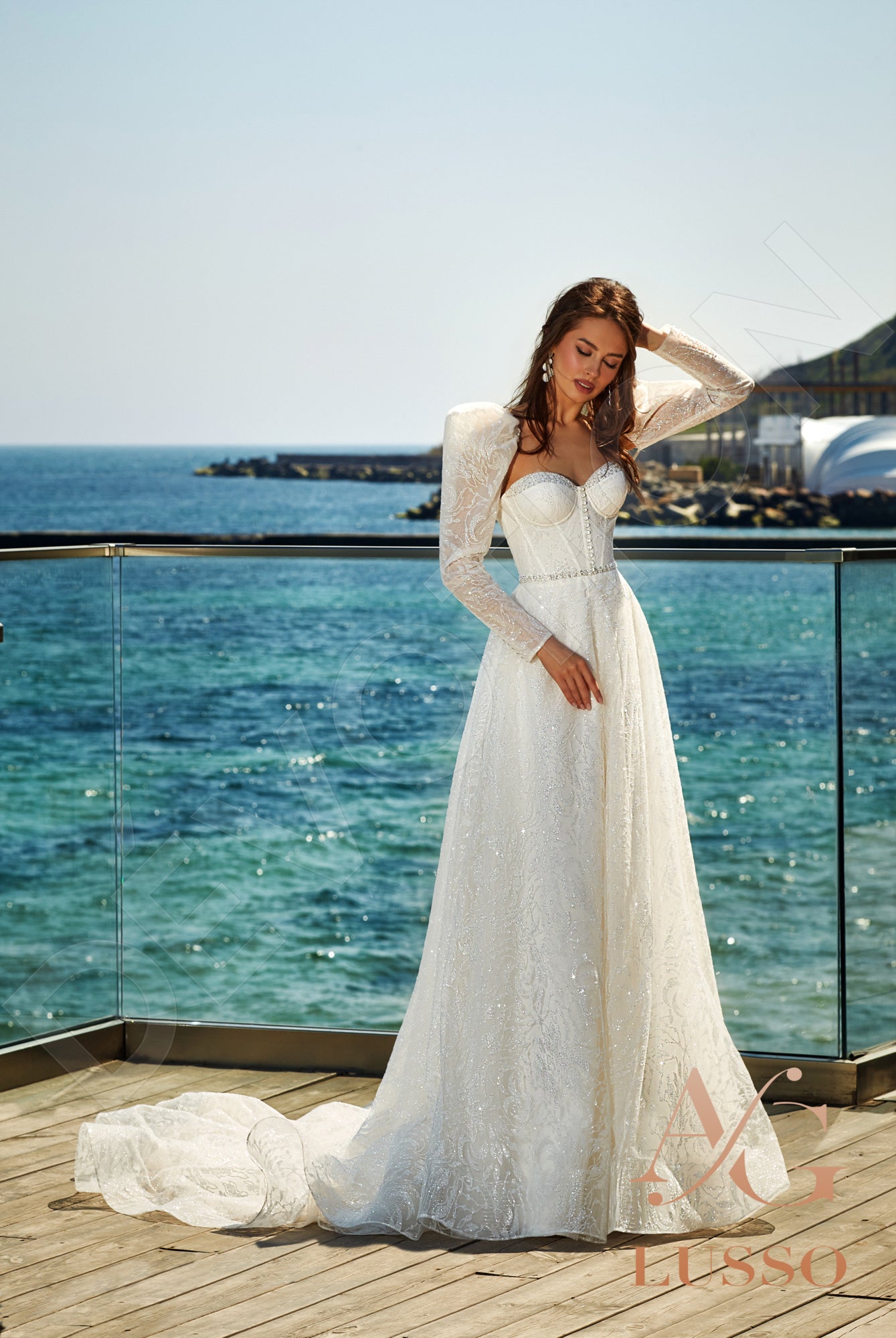 Whitna A-line Queen Anne Milk Wedding dress