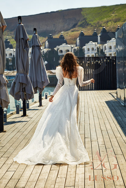 Whitna Open back A-line Long sleeve Wedding Dress Back